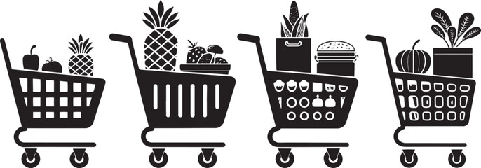  E-commerce Shopping Cart and Market Vector Symbols