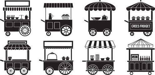 Shopping Cart and Shop Icons Vector Set
