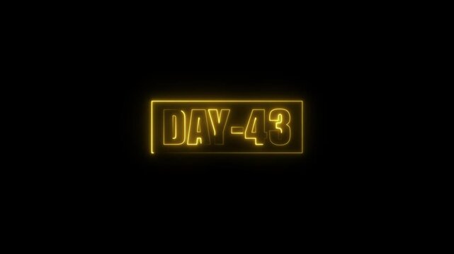 yellow Neon Day 43 Text Animation in Can Lights on Black Background