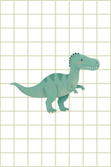 Fototapeta premium Cute Dinosaur Clipart – Watercolor Cartoon Dinosaurs, Prehistoric Animals Illustration for Kids, Nursery Wall Art