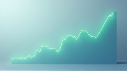Digital glowing green line graph showing an upward trend and successful business growth