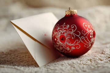 Corporate Yuletide Greeting Card: Festive Baubles for Clients, Partners, and Employees with Customizable Text Space