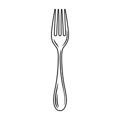 Simple line drawing of a classic four pronged dining fork