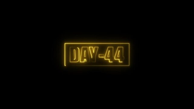 yellow Neon Day 44 Text Animation in Can Lights on Black Background