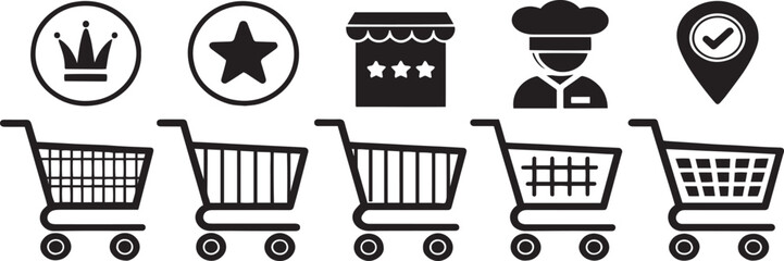  Minimal Shop and Cart Icon Set Vector