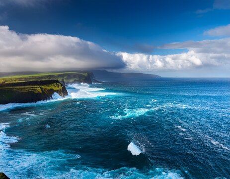ondas e aguas azuis no mar dos acores