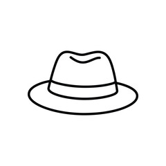 Simple line drawing of a classic fedora hat