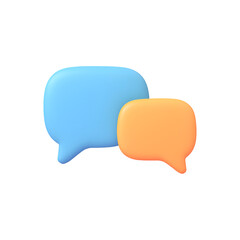 Two speech bubbles a blue one and an orange one on a transparent background communication concept render