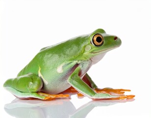 Obraz premium australian green tree frog on white background