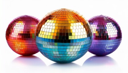 Obraz premium disco ball with colorful reflections isolated on white background