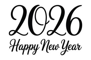 Black calligraphy happy new year 2026.