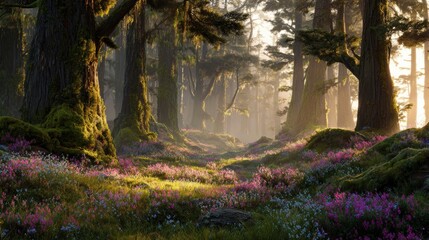 Enchanted Fairytale Forest at Sunrise