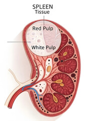 Detailed Histology of the Spleen Cross-Section Illustrating the Red Pulp and White Pulp Regions Spleen Microanatomy Diagram The Immune and Filtration Functions Visualized in High Resolution