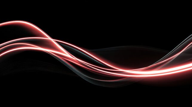 Dynamic red light trails weave across a sleek black backdrop, perfect for modern tech presentations or futuristic designs that need a vibrant touch