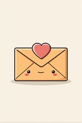 Cute envelope illustration with heart and smiling face