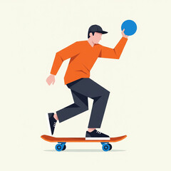 Fototapeta premium illustration of a man on a skateboard
