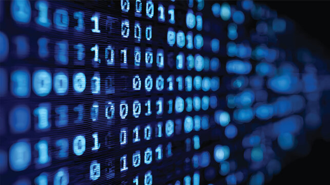 Abstract representation of binary code in blue tones, creating a digital atmosphere