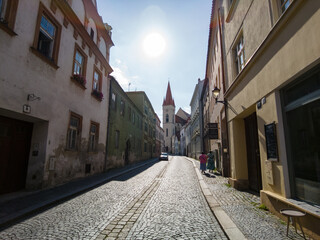 Znojmo, Czech Republic - August 10, 2025: Cityscape. Urban architecture. Street view