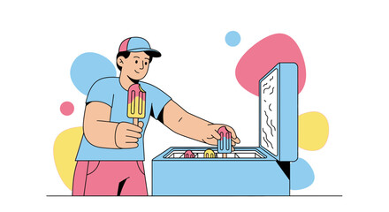 Obraz premium Seller Selects Delicious Ices, Tempting Summer Treat For Refreshing Moments, Delightful