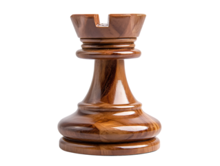 A single wooden chess rook piece isolated on a transparent background isolated on transparent background