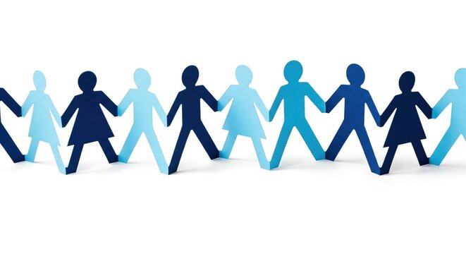Colorful paper figures representing diversity and unity in a community setting.