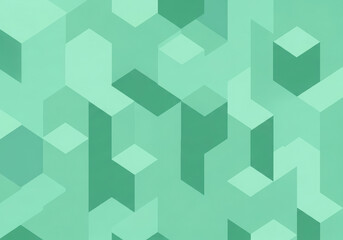 Abstract geometric pattern of isometric cubes in various shades of green