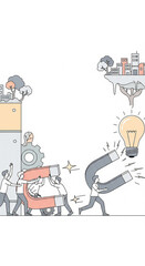 Illustration of people generating magnetic electricity