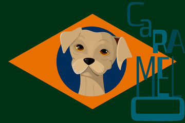 caramel stray dog - Brazilian flag with a mascot