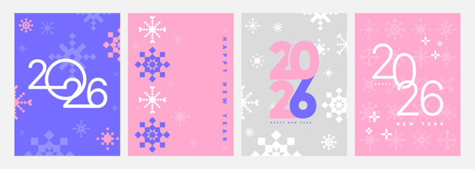 Merry Christmas and Happy New Year greeting cards, creative covers, posters,holiday backgrounds set. Winter holiday templates for holiday marketing, seasonal branding, and invitations. Vector