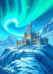 fantasy landscape with castle and clouds