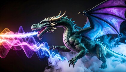 Dragon Breathing Energy Stream Fantasy Illustration
