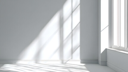 Obraz premium Minimal Sunlight Window Shadows on White Interior Wall