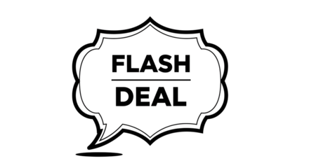 Flash deal text in a speech bubble, isolated on transparent background