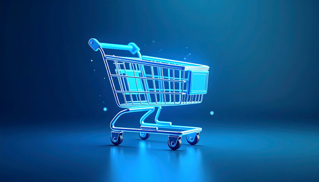 Digital Shopping Cart Illustration E-commerce and Online Retail Concept