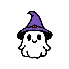 cute ghost illustration with hat