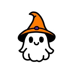 cute ghost illustration with hat