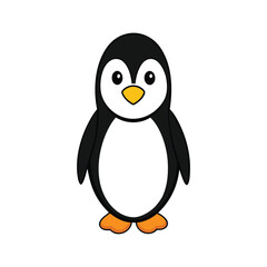 Fototapeta premium Adorable Cartoon Penguin Illustration - Cute Arctic Bird Character Graphic Design Element on White Background