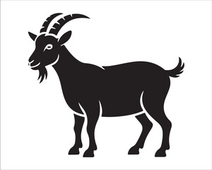 Silhouette of goat standing isolated farm animal graphic