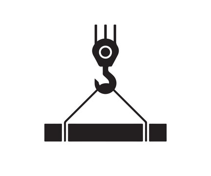 Vector crane hook lifting load on white background