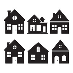 Black and White Silhouette House Icons