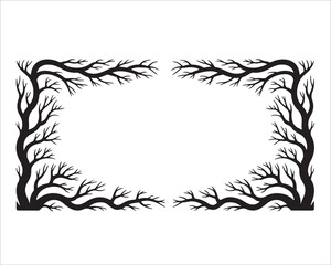 Decorative tree branches silhouette forming natural frame