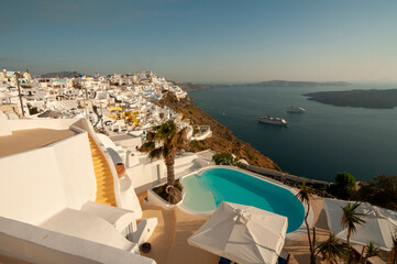 Panoramic view of Fira, Santorini, Greece