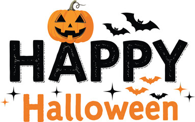 Celebrate happy halloween with pumpkin and bats for festive autumn season greetings