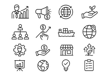 Business growth concepts with charts, symbols, and icons representing finance and sustainability