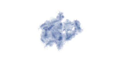Blue Watercolor Cloud on transparent Background: Abstract Splash, Stain, Smoke, Texture, Ink Wash Painting, Art Element, Isolated Shape, Design Resource