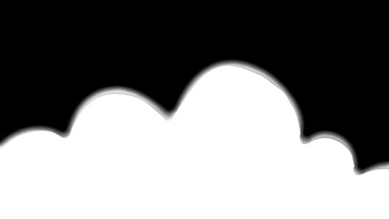 White Cloud Shape Graphic Element Isolated on Black Background, Dreamy Fluffy Cloudscape with Soft Edges, Weather Design, Simple Overlay Effect for Creative Projects