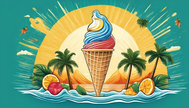 melting ice cream reveals tropical paradise inside blending swe