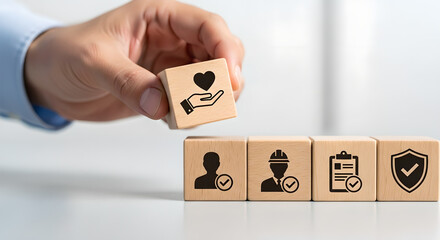 Insurance Service Protection Care Concept Hand Block White Copy Space