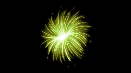 Fototapeta premium Abstract Golden Light Burst: Elegant Glowing Star, Swirling Sparkles on Black Background - Magical Celebration Effect, Shine, Festive Overlay, Dynamic Energy