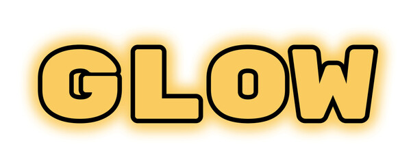 Glow in Bold Yellow Letters with Black Outline and Soft Glow Effect Representing Radiance and Expressive Intensity